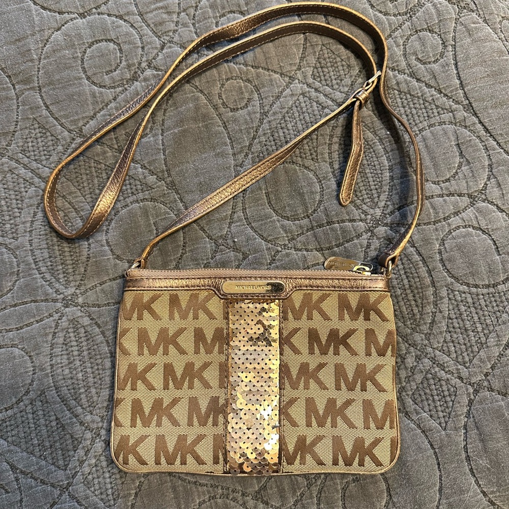 MICHAEL KORS Small Sequin & Gold-Bronze Crossbody
